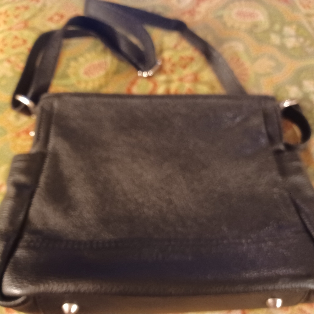 Galitzine black Italian leather shoulder bag handbag purse Italy